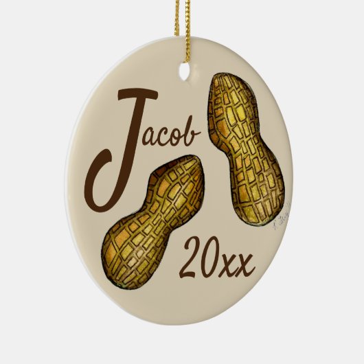 Nutty Ballpark Peanuts in Shells Nuts Personalized Keramisch Ornament (Rechts)