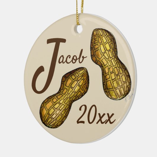 Nutty Ballpark Peanuts in Shells Nuts Personalized Keramisch Ornament (Links)