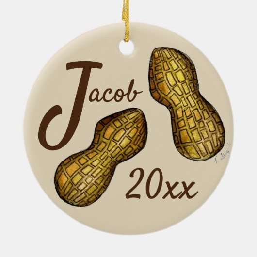 Nutty Ballpark Peanuts in Shells Nuts Personalized Keramisch Ornament (Achterkant)