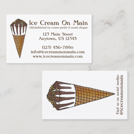 Nutty Buddy Chocolate Ice Cream Sweet Shoppe Cone Visitekaartje (Voorkant / Achterkant)
