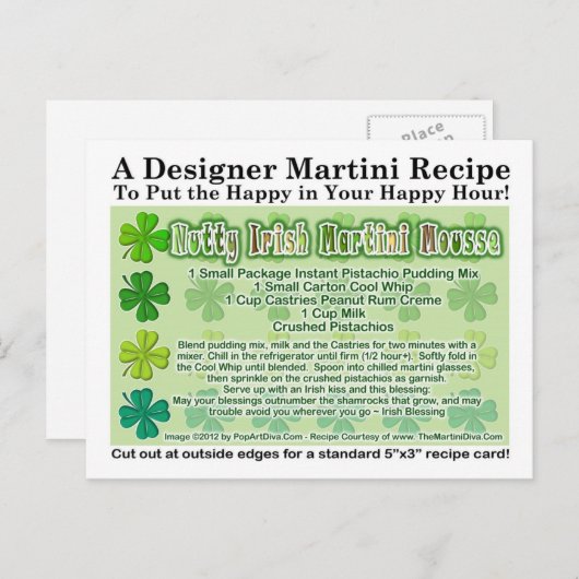 Nutty Irish Martini Mousse Recept Briefkaart (Voorkant / Achterkant)