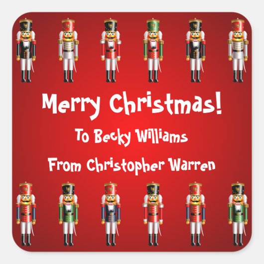 Nutty Notenkraker Speelgoed Soldiers Army Cartoon Vierkante Sticker (Voorkant)