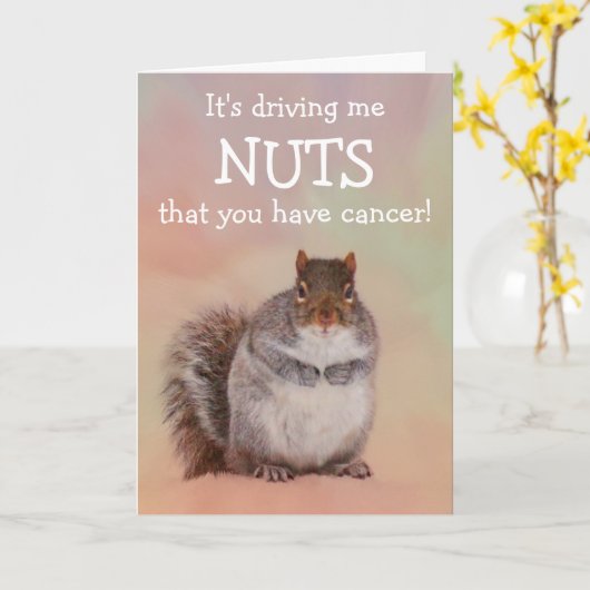 Nutty Squirrel Cancer Support Kaart (Gele Bloem)
