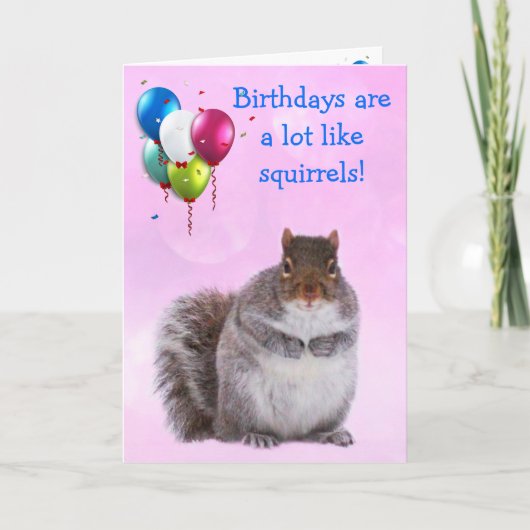Nutty Squirrel Joke Birthday Kaart (Voorkant)