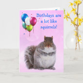 Nutty Squirrel Joke Birthday Kaart (Gele Bloem)