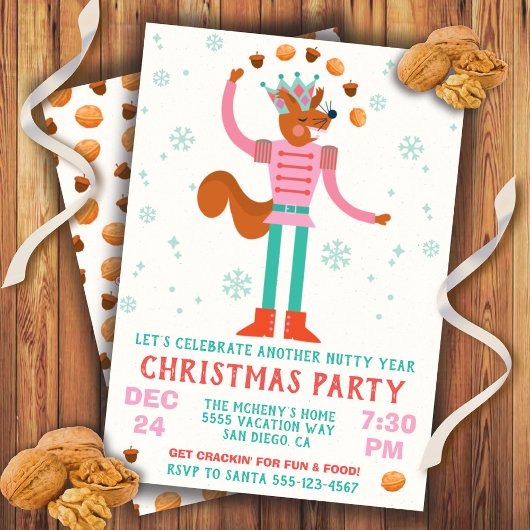 Nutty Squirrel Nutcracker Kerstparty Kaart