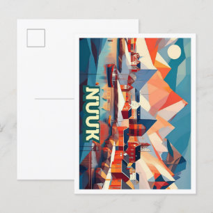 Nuuk Greenland Travel artistiek kleurrijk Briefkaart