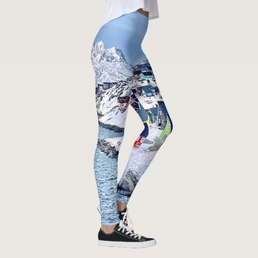 Nuuk Groenland Kleurrijke Huizen Arctische landsch Leggings (Rechts)