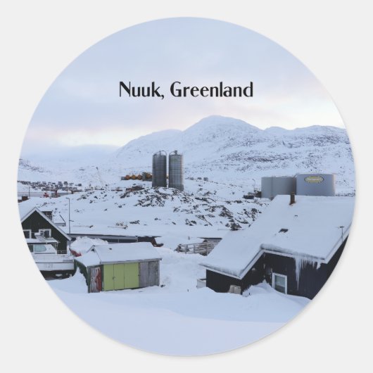 Nuuk, Groenland landschapsfoto Ronde Sticker (Voorkant)