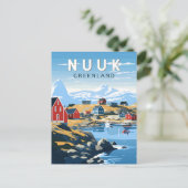 Nuuk Groenland Reizen Kunst Vintage Briefkaart (Staand voorkant)