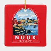 Nuuk Groenland Reizen Kunst Vintage Keramisch Ornament (Achterkant)