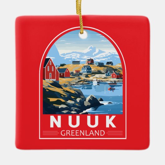Nuuk Groenland Reizen Kunst Vintage Keramisch Ornament (Voorkant)