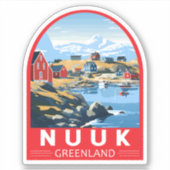 Nuuk Groenland Reizen Kunst Vintage Sticker (Voorkant)