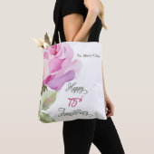 Nuver Personalize 75th Anniversary Roze Roos Tote Bag (Dichtbij)