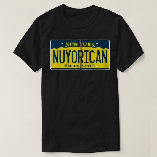Nuyorican Puerto Rican NY New York US License Plat T-shirt (Design voorkant)