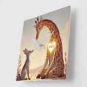 NVC Giraffe en Jackal - Geweldloze Communicatie Vierkante Klok (Hoek)