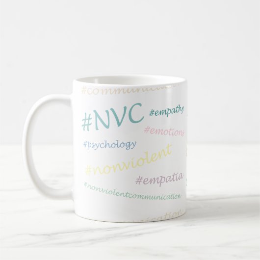 #NVC Hashtag voor geweldloze communicatie Koffiemok (Links)