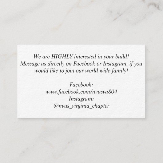 NvUS-werving, 3,5 x 2,0 inch, 100 stuks, wit Visitekaartje (Achterkant)