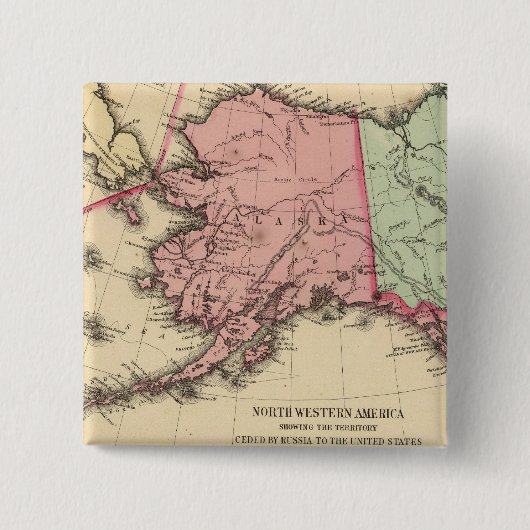 NW America Map door Mitchell Vierkante Button 5,1 Cm (Voorkant)