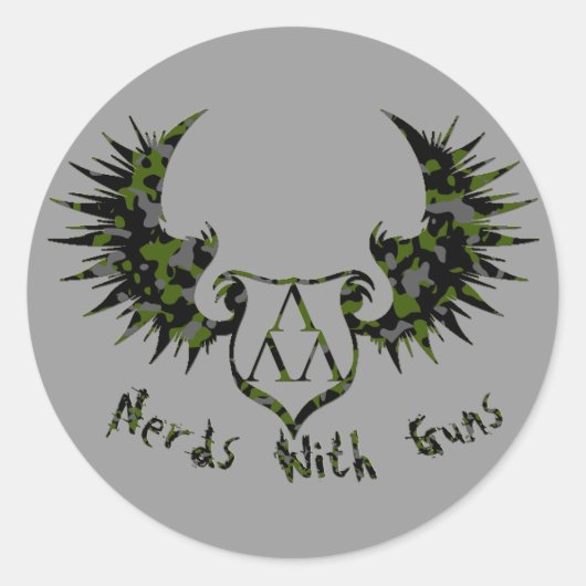 NWG-CAMMO-ARCH-GLOW, cammo-trilam-logo-wings Ronde Sticker (Voorkant)