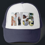NY 55 Fotobrieven en Nummers Collage Trucker Pet<br><div class="desc">NY 55 trucker hoed - perfect voor roadtrips over de New York State Route 55. Het ontwerp bevat een fotocollage met 4 van uw favoriete foto's die automatisch worden gevormd in de letters en cijfers om NY 55 te vormen. Voeg je foto's toe met de "personaliseer"-sjabloon - klik op "vervang"-knop...</div>