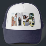 NY 55 Fotobrieven en Nummers Collage Trucker Pet<br><div class="desc">NY 55 trucker hoed - perfect voor roadtrips over de New York State Route 55. Het ontwerp bevat een fotocollage met 4 van uw favoriete foto's die automatisch worden gevormd in de letters en cijfers om NY 55 te vormen. Voeg je foto's toe met de "personaliseer"-sjabloon - klik op "vervang"-knop...</div>