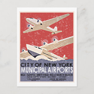 NY Airports Vintage Poster - c 1930 - noodsituatie Briefkaart
