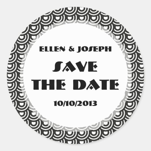 NY Art Deco Metropolitan Modern Black and White Ronde Sticker (Voorkant)