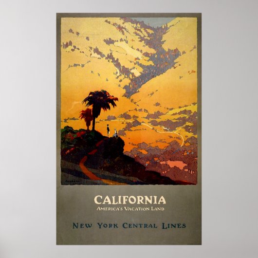 NY Central Lines California Travel Poster (Voorkant)