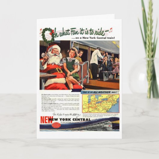 NY Central Railroad Train Christmas Kaart (Voorkant)