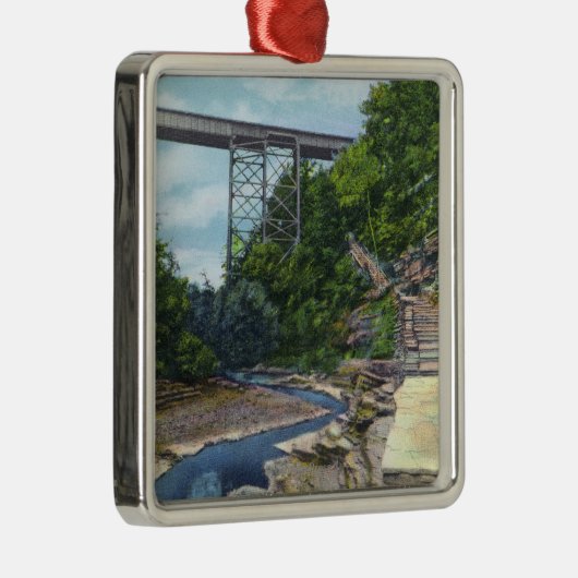 NY Central RR Bridge, Jacob's Ladder Metalen Ornament (Rechts)