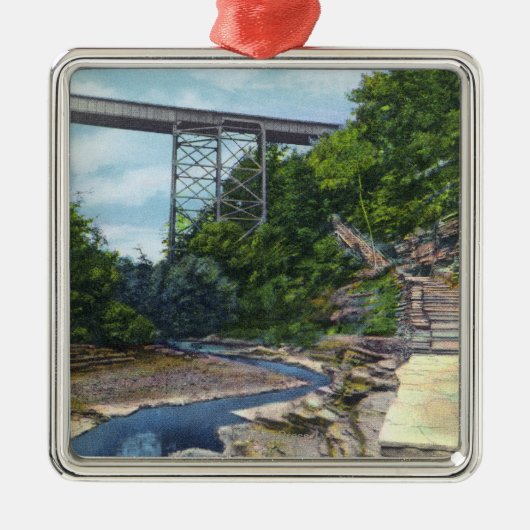 NY Central RR Bridge, Jacob's Ladder Metalen Ornament (Voorkant)