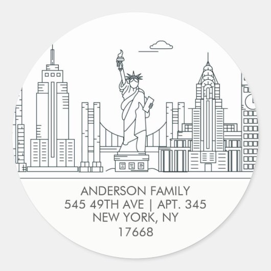 NY CITY APPARTEMENT | Nieuw huisadreslabel Sticker (Voorkant)