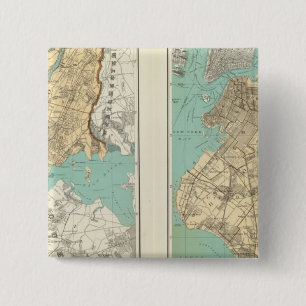 NY City, Brooklyn Vierkante Button 5,1 Cm