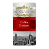 NY City Skyline BW 05 White, Red Wine Label (Voorkant)
