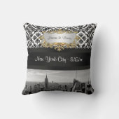 NY City Skyline BW 431 Damask Pillow Kussen (Achterkant)