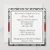 NY City Skyline BW 432 Damask Baby shower Invite Kaart (Achterkant)