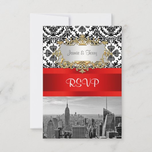NY City Skyline BW 432 Damask RSVP 1 (Voorkant)