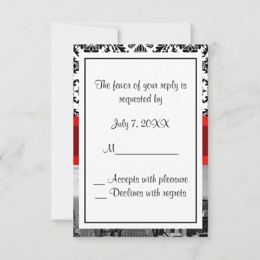 NY City Skyline BW 432 Damask RSVP 1 (Achterkant)