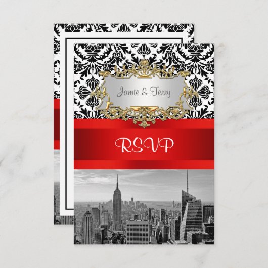 NY City Skyline BW 432 Damask RSVP 1 (Voorkant / Achterkant)