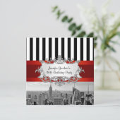 NY City Skyline BW B2 Birthday Party Uitnodiging (Staand voorkant)