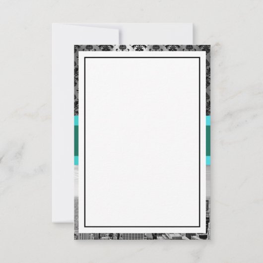 NY City Skyline BW B3 Damask F2 - Dank u Bedankkaart (Achterkant)