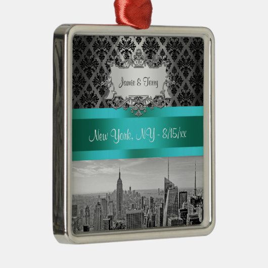 NY City Skyline BW B3 Damask F2 - Ornament (Rechts)