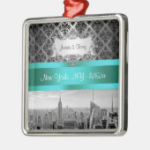 NY City Skyline BW B3 Damast F2 - Ornament (Links)
