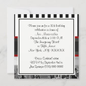 NY City Skyline BW Black White Stripe Birthday Kaart (Achterkant)