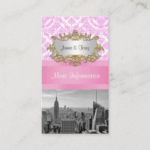 NY City Skyline BW D4P Roze Damaskussen Informatiekaartje