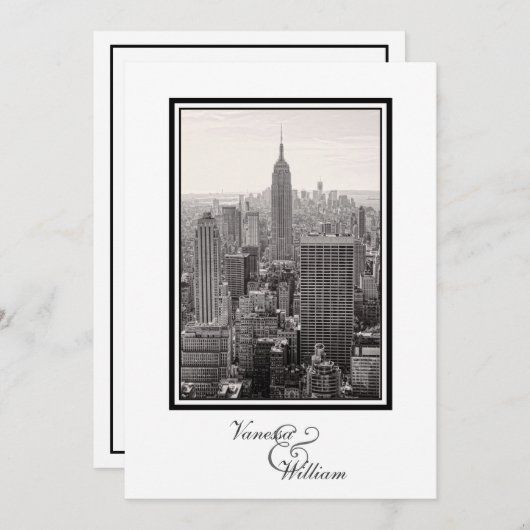 NY City Skyline ESB BW bruiloft uitnodigen Kaart (Voorkant / Achterkant)