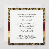 NY City Skyline Sepia B4 Damask Afstuderen Invite Kaart (Achterkant)