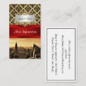 NY City Skyline Sepia B4 Damask Info Card Informatiekaartje (Voorkant / Achterkant)