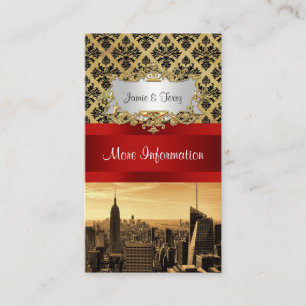 NY City Skyline Sepia B4 Damask Info Card Informatiekaartje